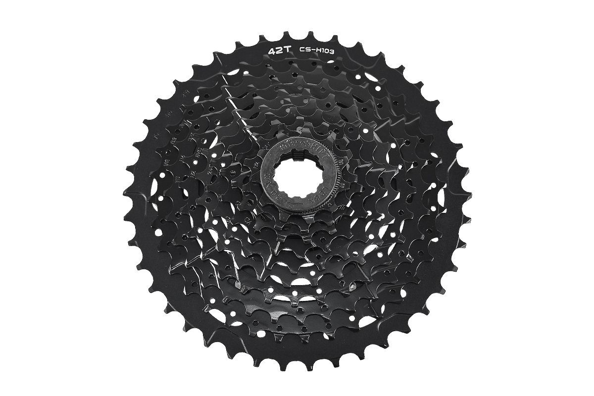 Кассета MICROSHIFT XLE CSH103-42-10, 10 скоростей (11-13-15-18-21-24-28-32-36-42T) без упаковки, черный Кассета MICROSHIFT XLE CSH103-42-10, 10 скоростей (11-13-15-18-21-24-28-32-36-42T) без упаковки, черный